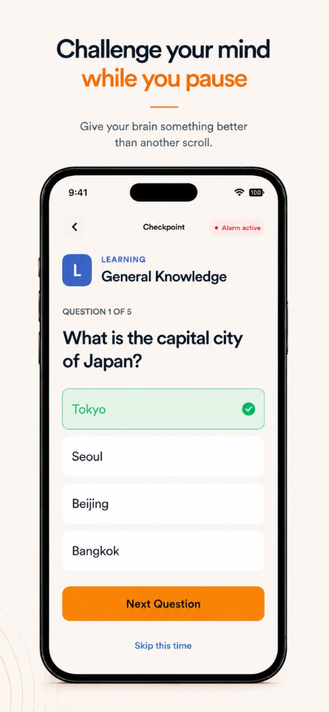 Challenge your mind trivia screen mockup
